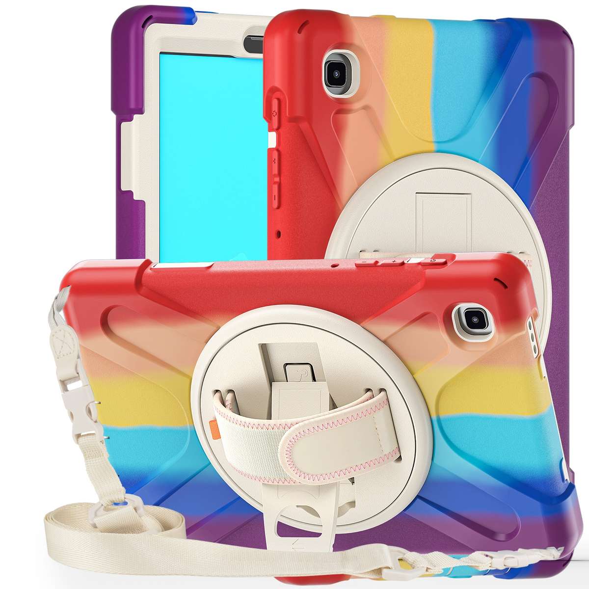 For Samsung Galaxy Tab A7 Lite T220 / T225 Silicone + PC Protective Case with H ... (Colorful Red)
