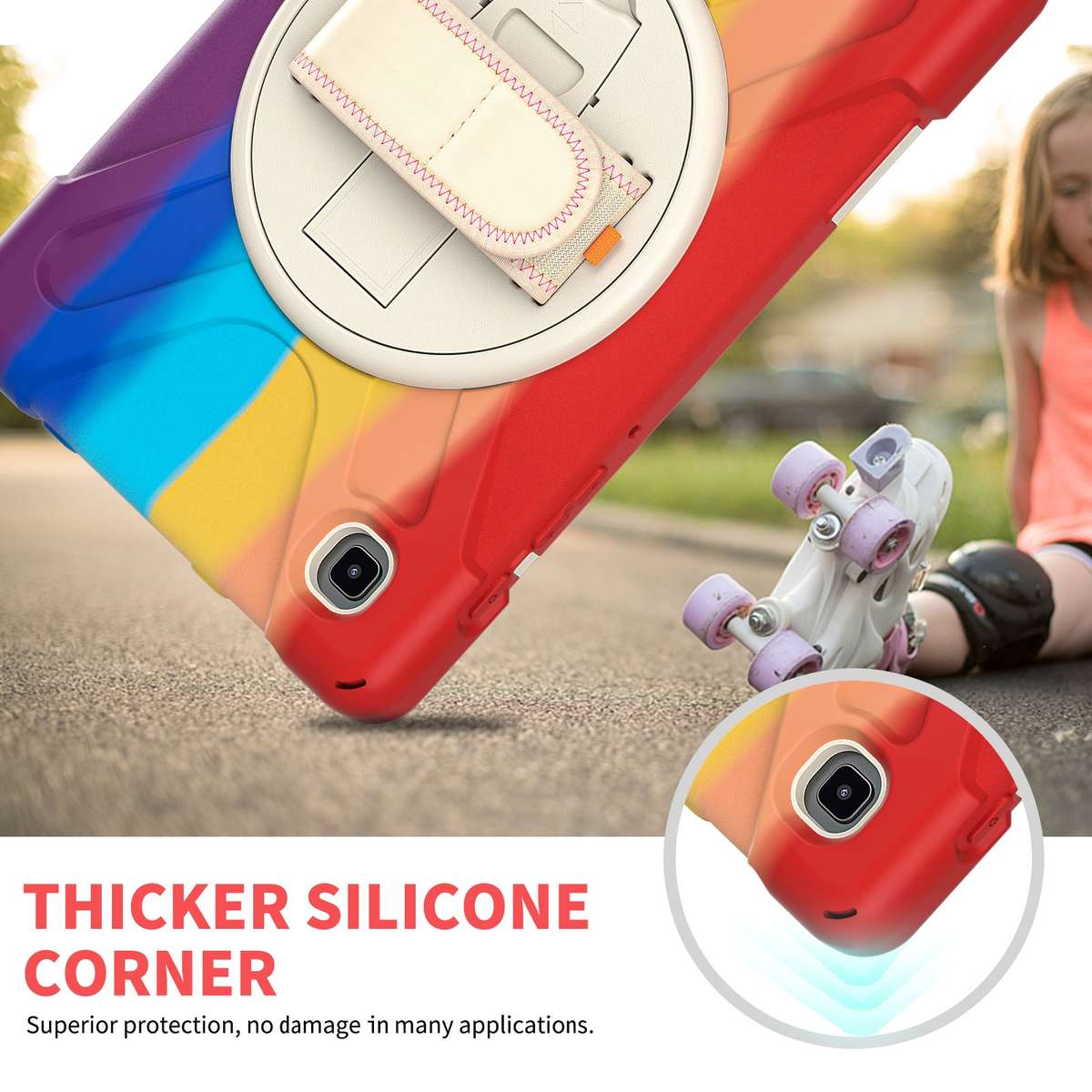 For Samsung Galaxy Tab A7 Lite T220 / T225 Silicone + PC Protective Case with H ... (Colorful Red)