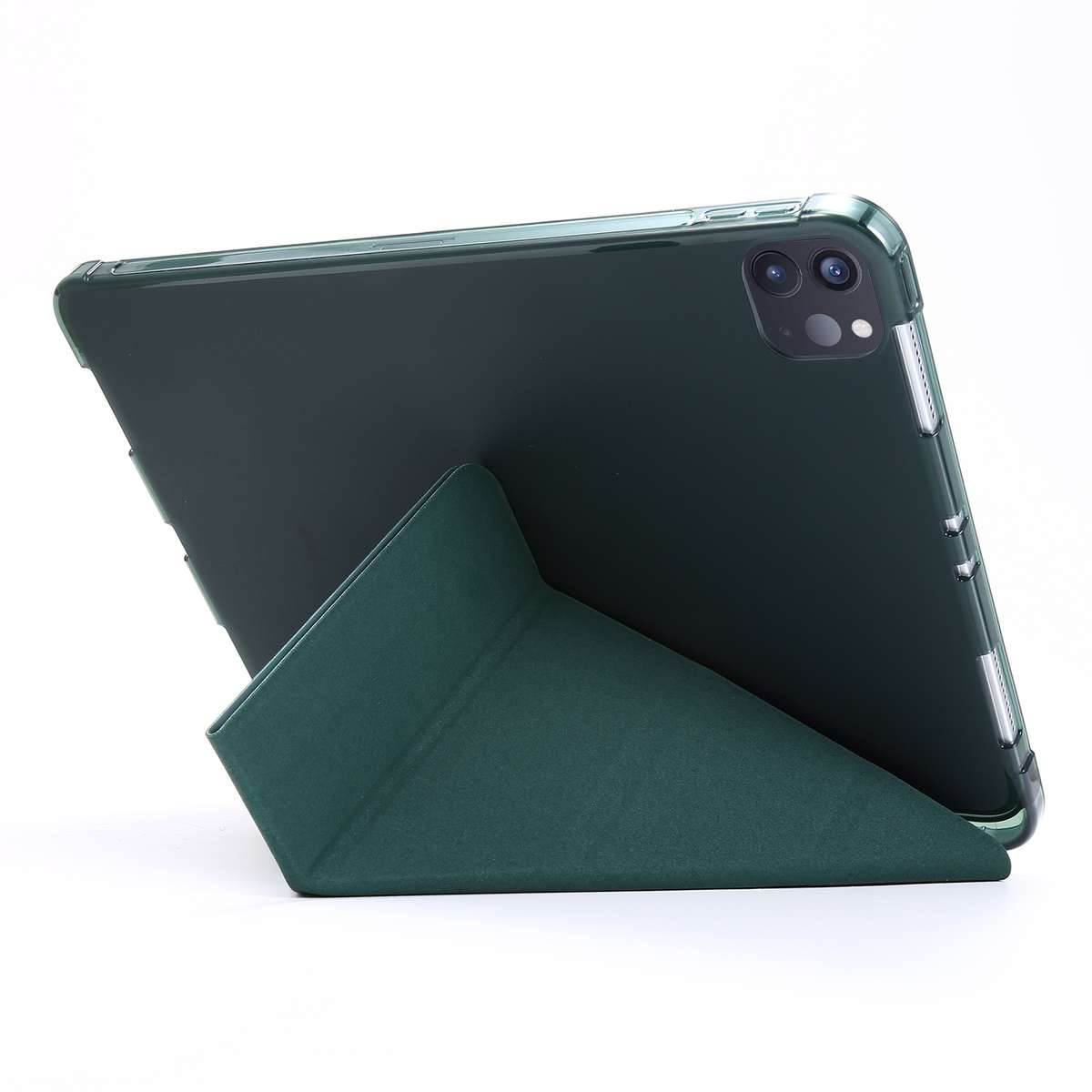 For iPad Air 13 2025 / 2024 / Pro 12.9 2022 / 2021 Multi-folding TPU Leather Tabl ... (Deep Green)