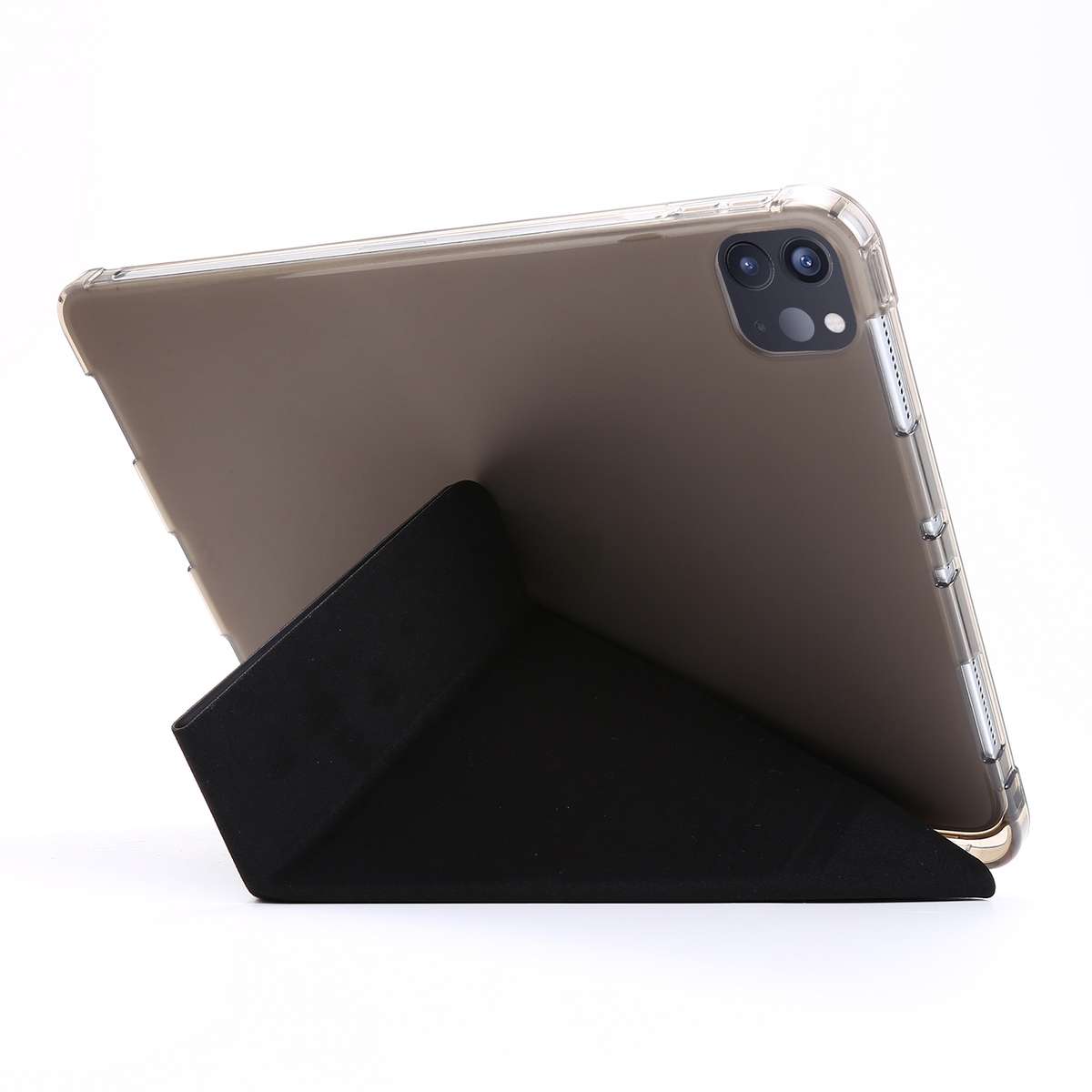 For iPad Air 13 2025 / 2024 / Pro 12.9 2022 / 2021 Multi-folding TPU Leather Tablet Ca ... (Black)