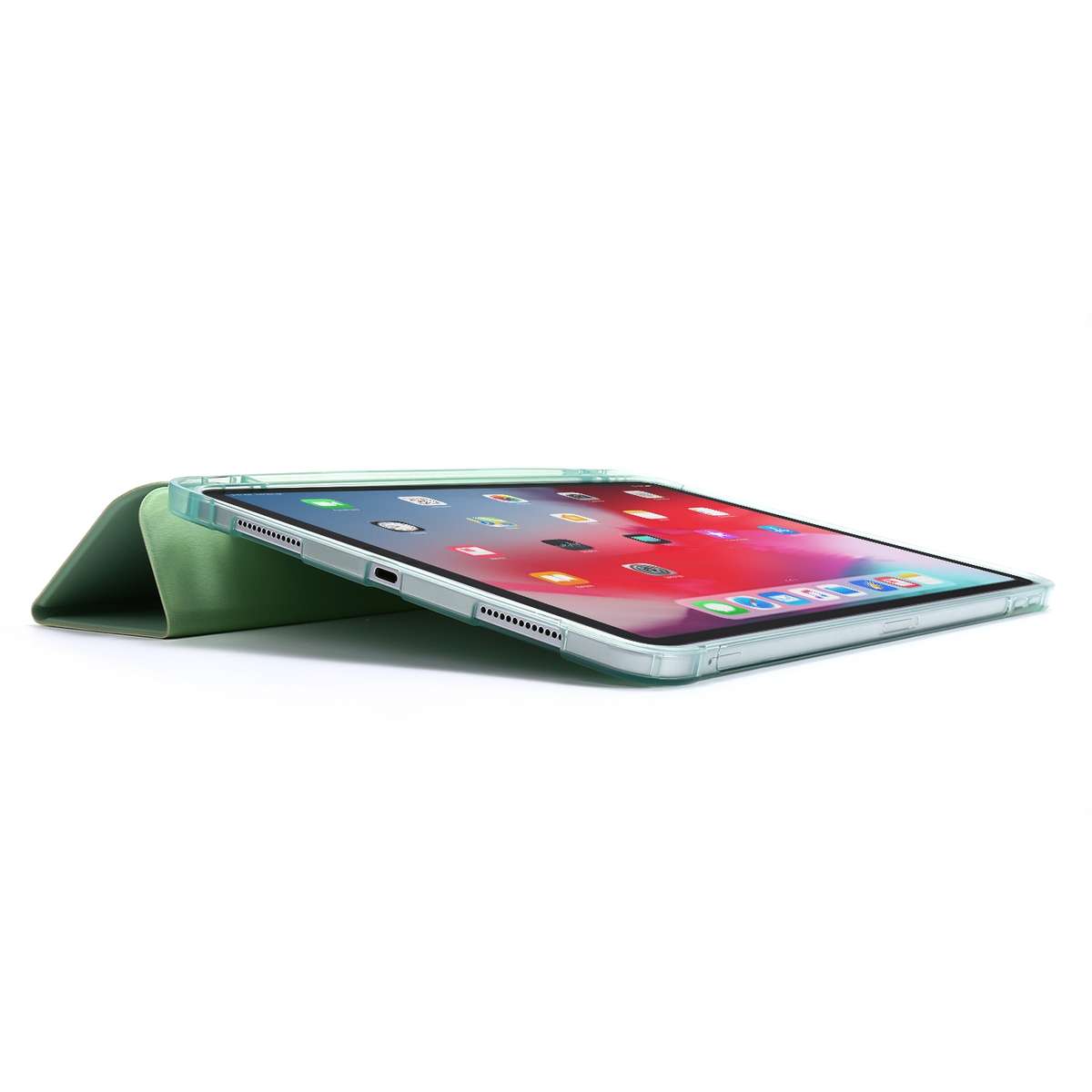 For iPad Pro 12.9 2022 / 2021 Multi-folding Horizontal Flip PU Leather + Shockproof Ai ... (Green)