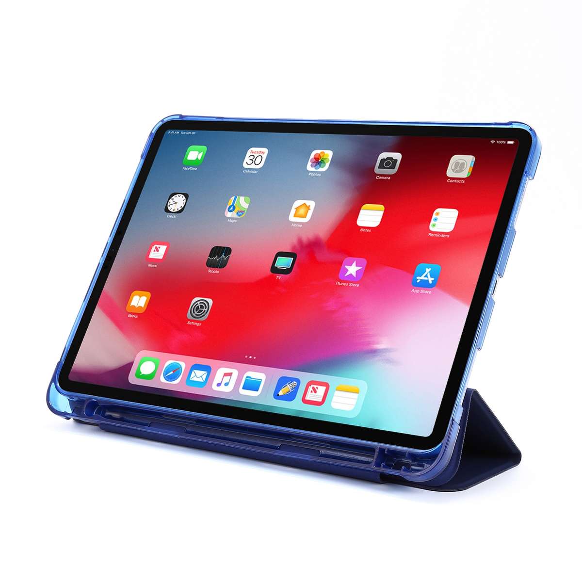 For iPad Pro 12.9 2022 / 2021 Multi-folding Horizontal Flip PU Leather + Shockproo ... (Dark Blue)