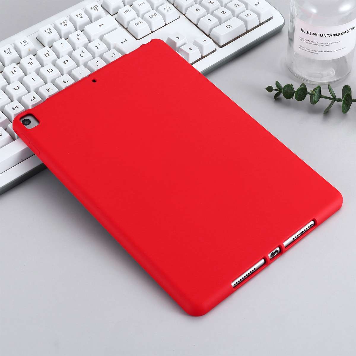 Solid Color Liquid Silicone Dropproof Full Coverage Protective Case For iPad 10.2 2019 ... (Red)