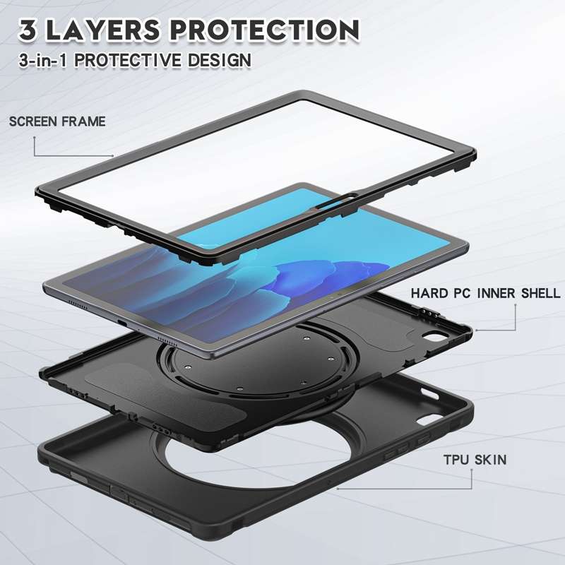 Shockproof TPU + PC Protective Case with 360 Degree Rotation Foldable Handle Grip Hold ... (Black)