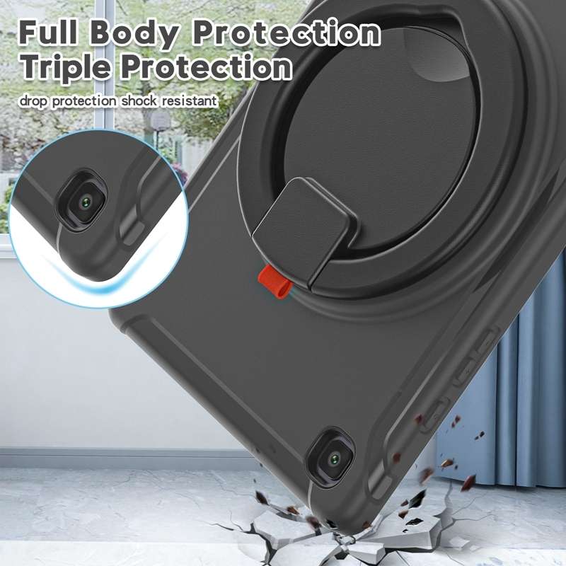 Shockproof TPU + PC Protective Case with 360 Degree Rotation Foldable Handle Grip Hold ... (Black)