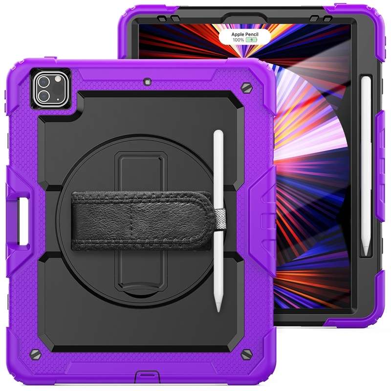 For iPad Pro 12.9 2022 / 2021 / 2020 / 2018 Shockproof Colorful Silicone + P ... (Purple Silicone)