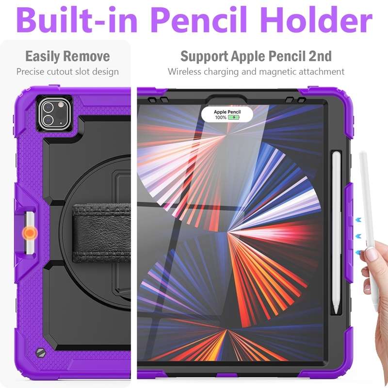 For iPad Pro 12.9 2022 / 2021 / 2020 / 2018 Shockproof Colorful Silicone + P ... (Purple Silicone)