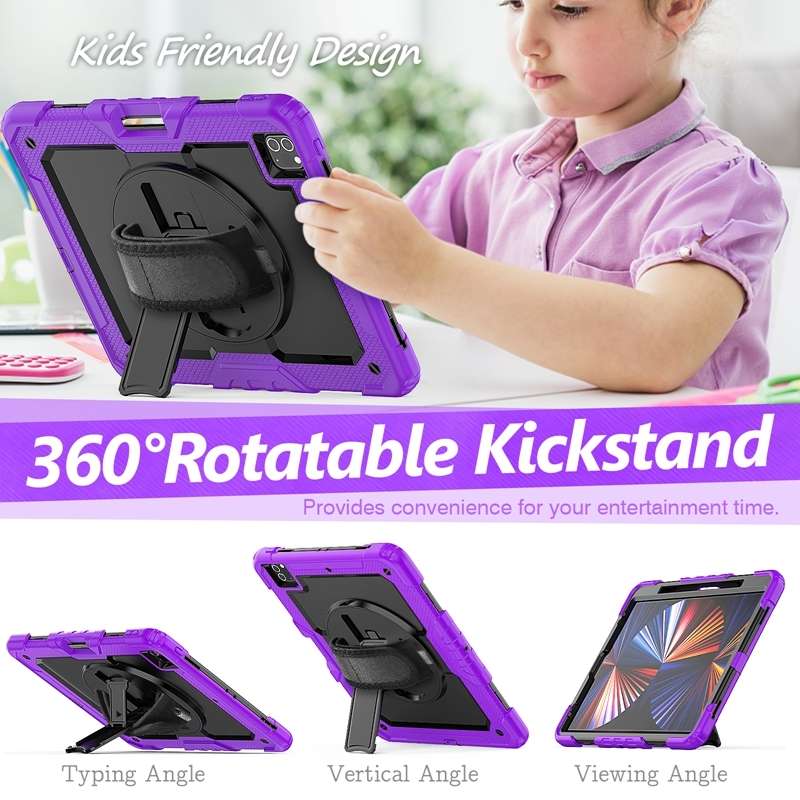 For iPad Pro 12.9 2022 / 2021 / 2020 / 2018 Shockproof Colorful Silicone + P ... (Purple Silicone)