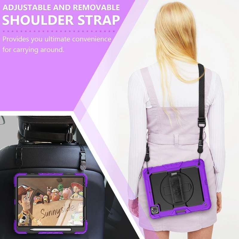 For iPad Pro 12.9 2022 / 2021 / 2020 / 2018 Shockproof Colorful Silicone + P ... (Purple Silicone)