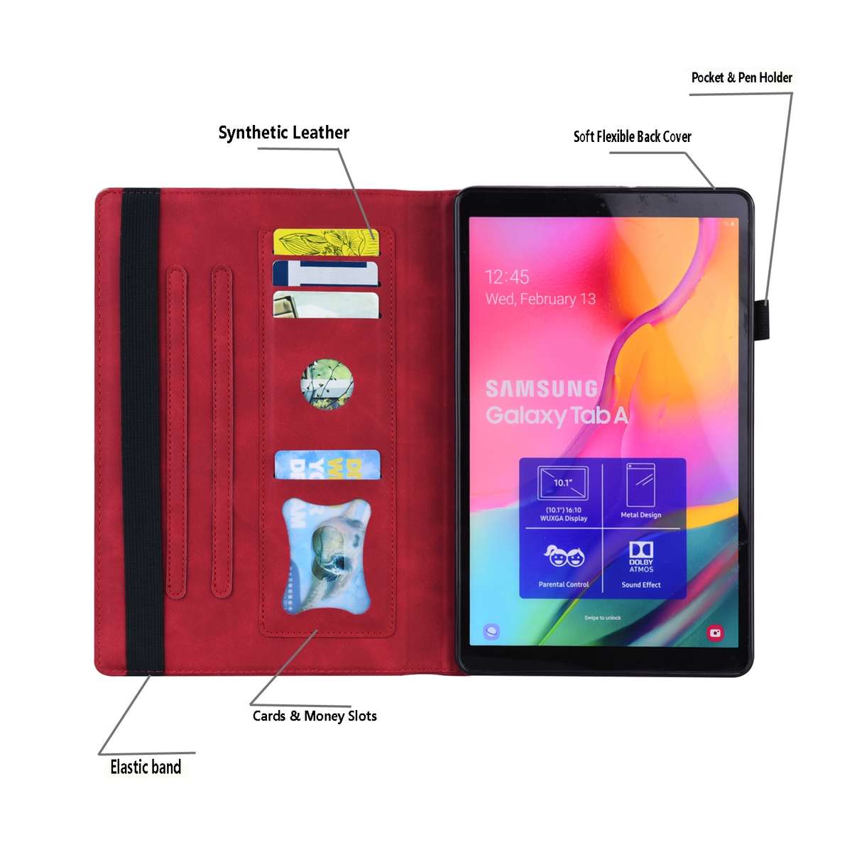 For Samsung Galaxy Tab A 8.0 2019 SM-T290 / SM-T295 Business Shockproof Horizontal Flip ... (Red)