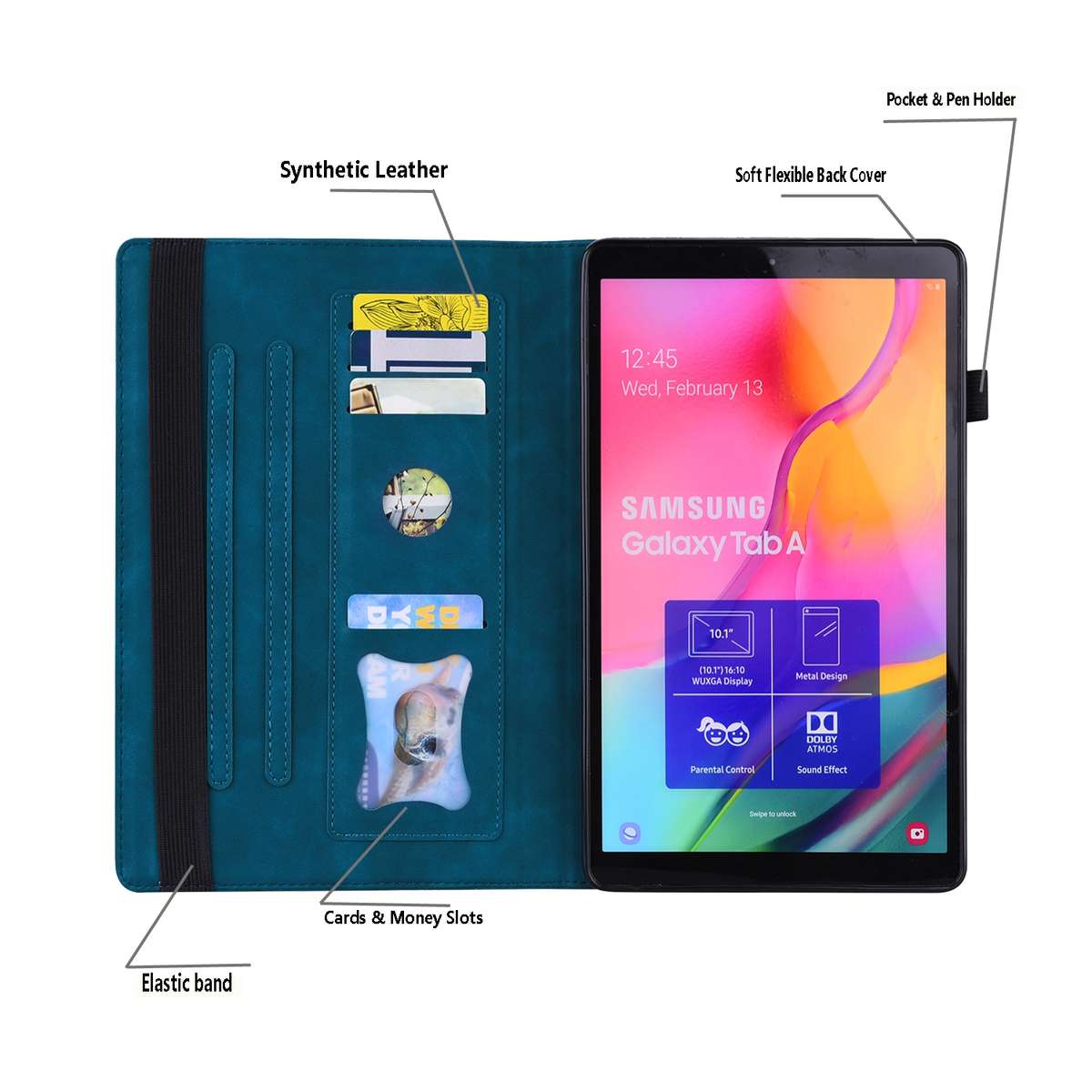 For Samsung Galaxy Tab A 8.0 2019 SM-T290 / SM-T295 Business Shockproof Horizontal Flip ... (Blue)