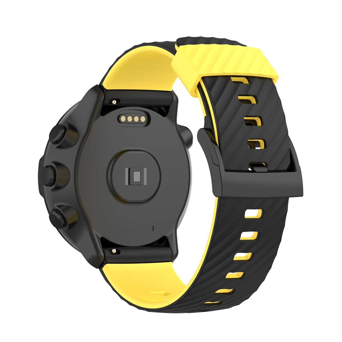 For Suunto 7 24mm Two-color Silicone Watch Band(Black Yellow)