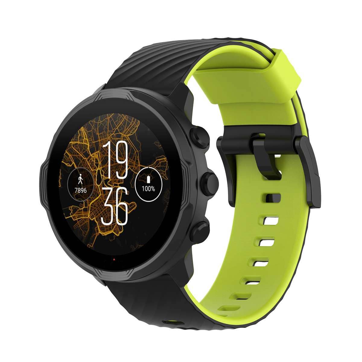 For Suunto 7 24mm Two-color Silicone Watch Band(Black Lime Green)