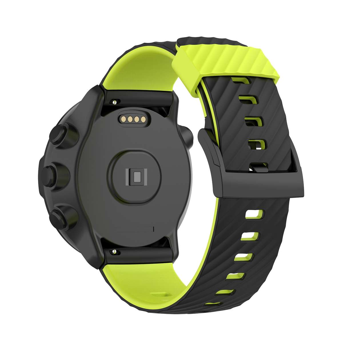 For Suunto 7 24mm Two-color Silicone Watch Band(Black Lime Green)