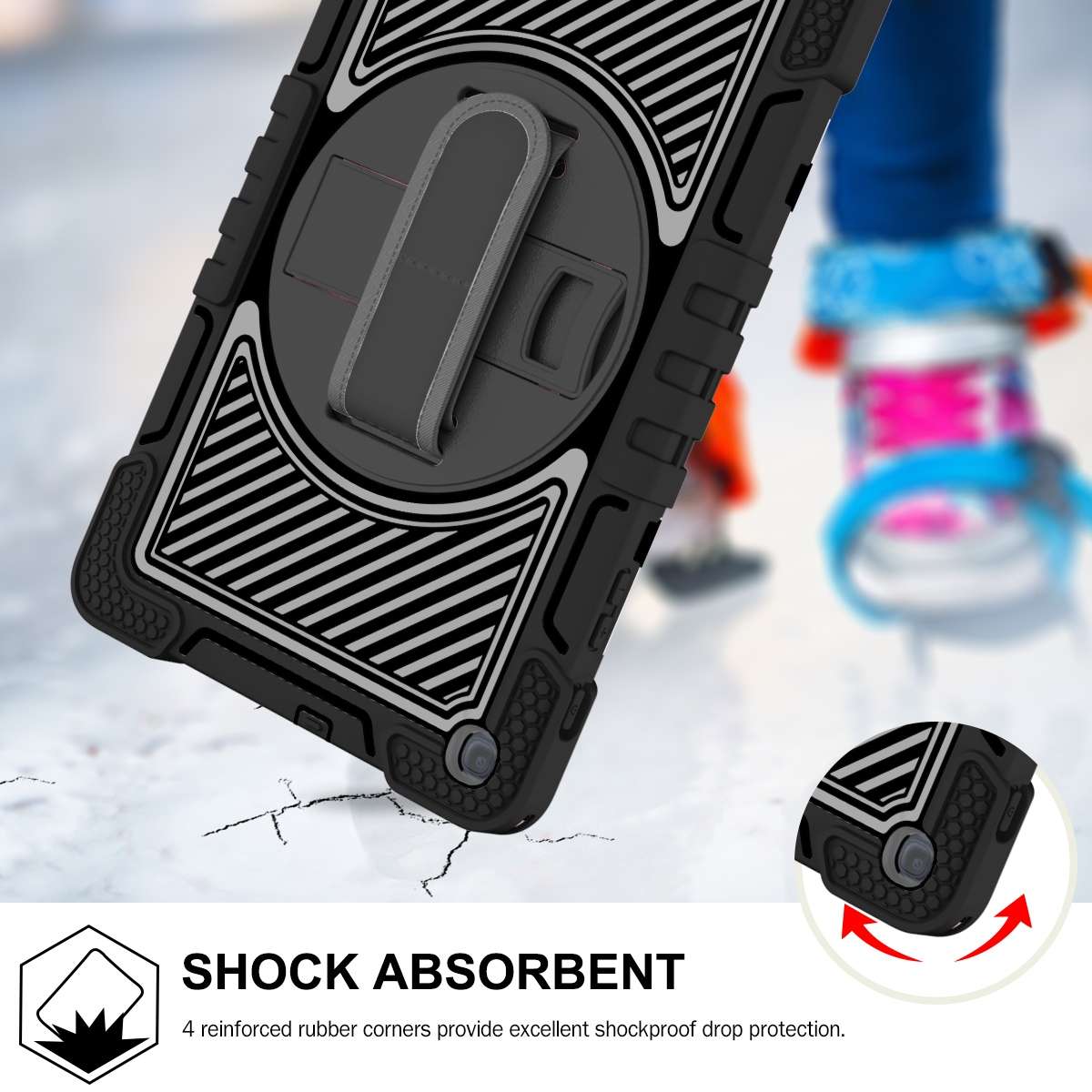For Samsung Galaxy Tab A 10.1 2019 T515 360 Degree Rotation Contrast Color Shockproof ... (Black)