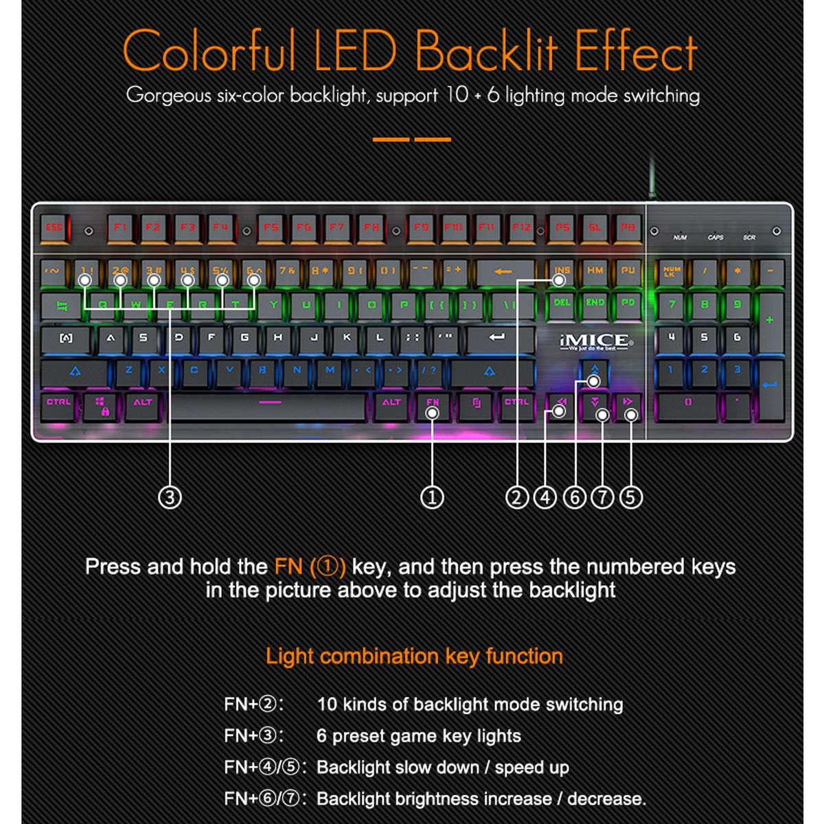iMICE MK-X80 104 Keys Mechanical Blue-axis Backlight Wired Gaming Keyboard
