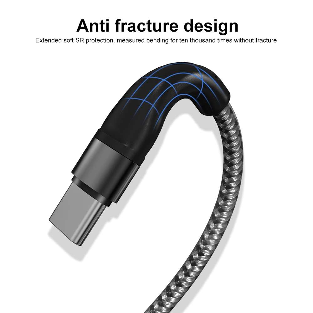 PD 60W USB-C / Type-C to USB-C / Type-C Fast Charging Nylon Braided Data Cable, Cable ... (Silver)