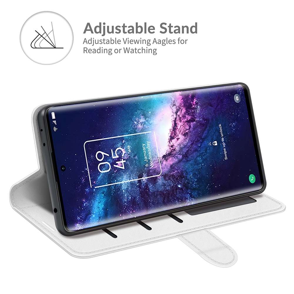 For TCL 20 Pro 5G R64 Texture Single Horizontal Flip Protective Case with Holder & Car ... (White)