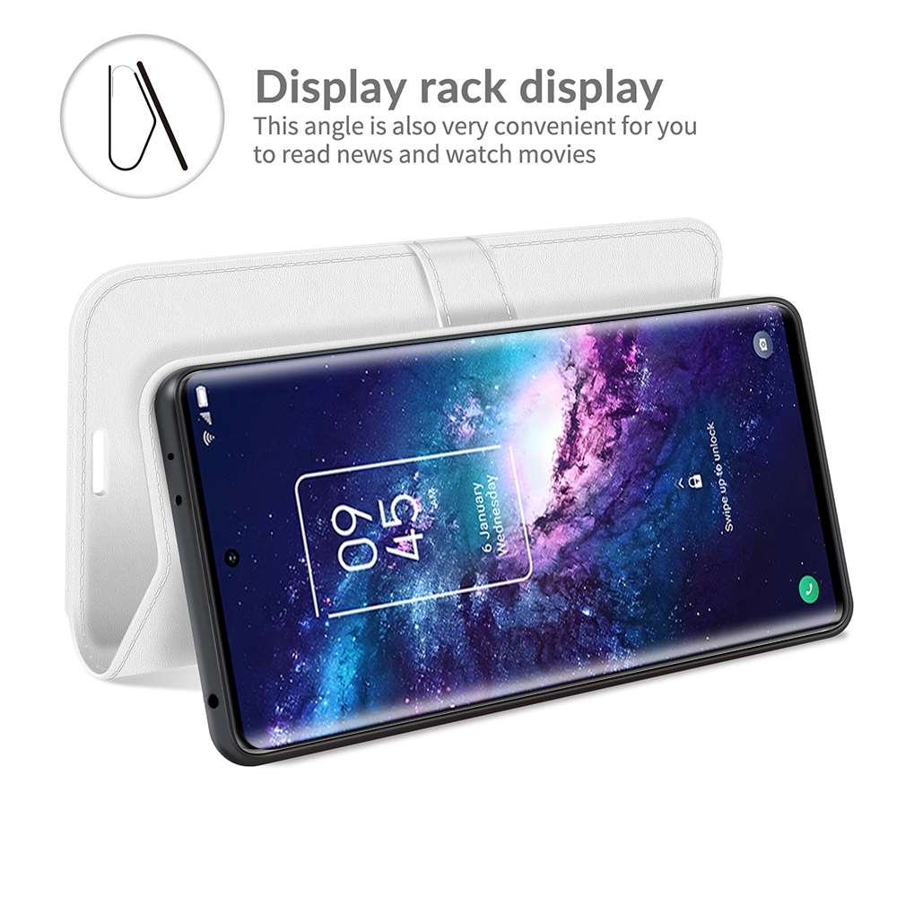 For TCL 20 Pro 5G R64 Texture Single Horizontal Flip Protective Case with Holder & Car ... (White)