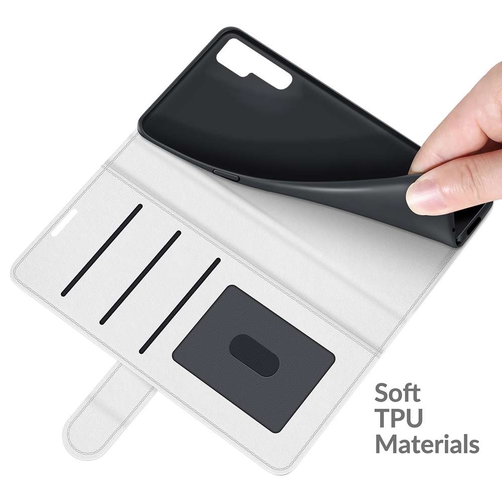 For TCL 20 Pro 5G R64 Texture Single Horizontal Flip Protective Case with Holder & Car ... (White)