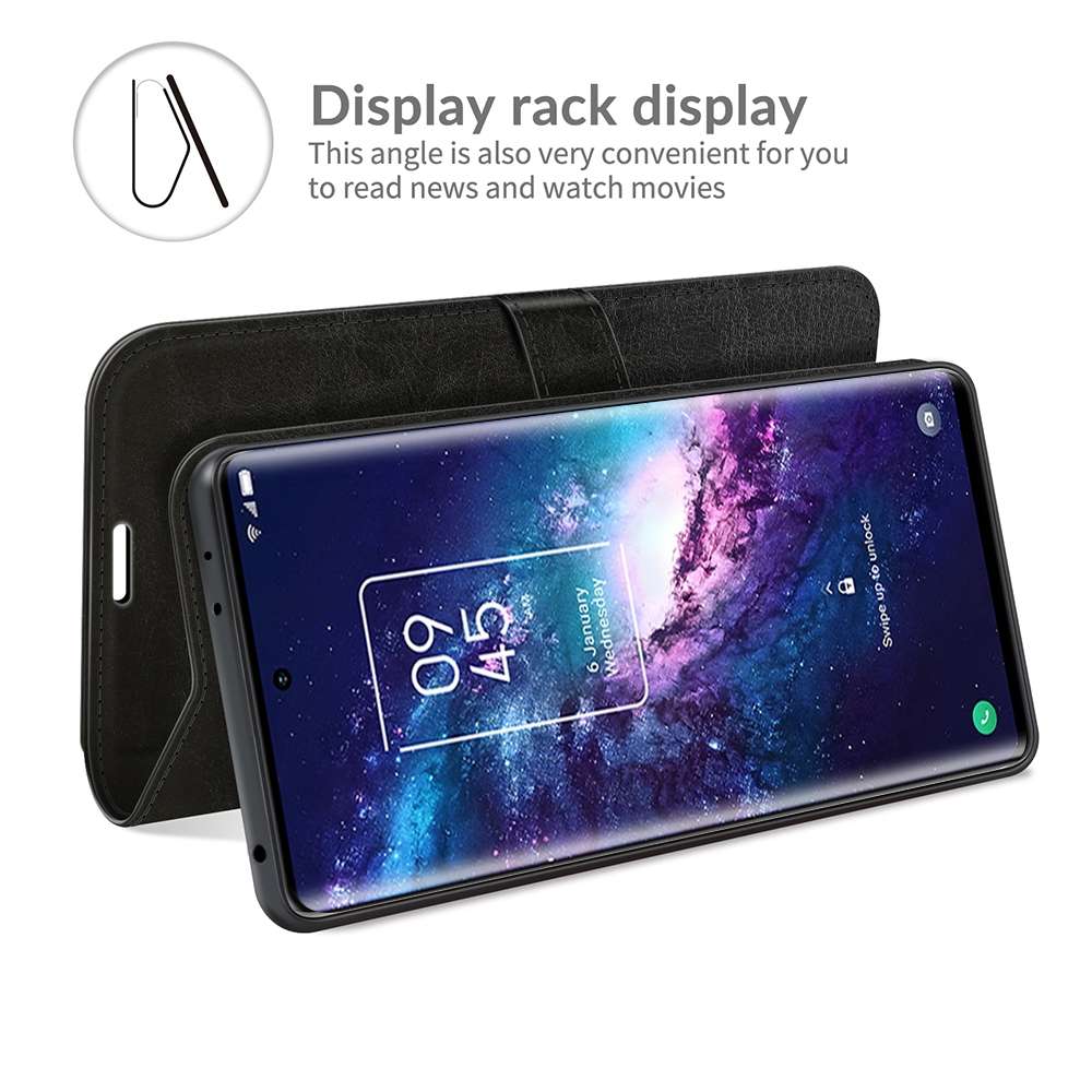 For TCL 20 Pro 5G R64 Texture Single Horizontal Flip Protective Case with Holder & Car ... (Black)