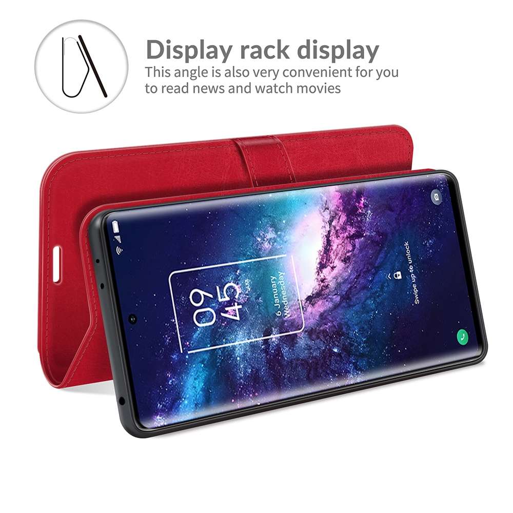 For TCL 20 Pro 5G R64 Texture Single Horizontal Flip Protective Case with Holder & Card ... (Red)