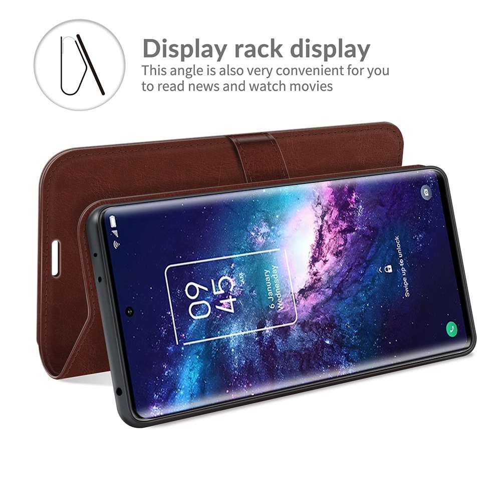 For TCL 20 Pro 5G R64 Texture Single Horizontal Flip Protective Case with Holder & Car ... (Brown)