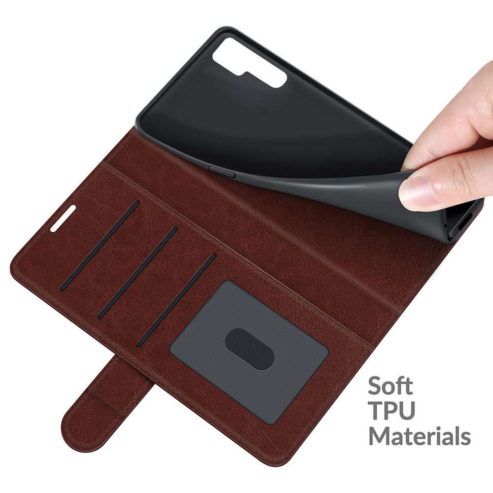 For TCL 20 Pro 5G R64 Texture Single Horizontal Flip Protective Case with Holder & Car ... (Brown)