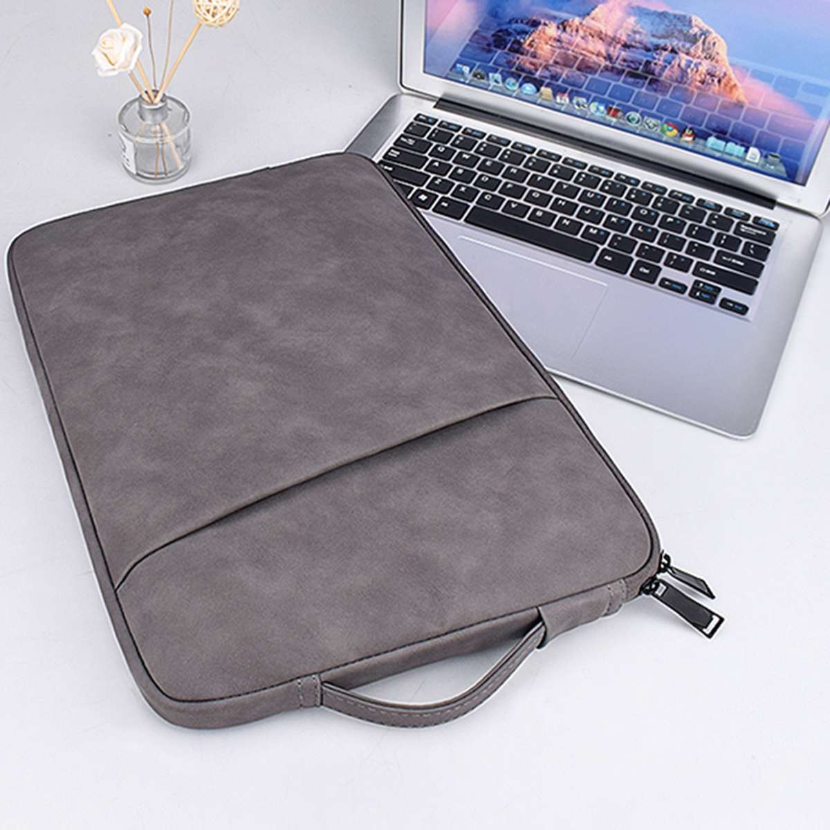 ND08 Sheepskin Notebook Iner Bag, Size:14.1-15.4 inch(Deep Space Gray)