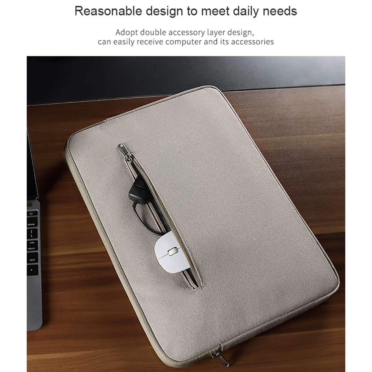 ND11 Jacquard Fabric Laptop Liner Bag, Size:13.3 inch(Khaki)