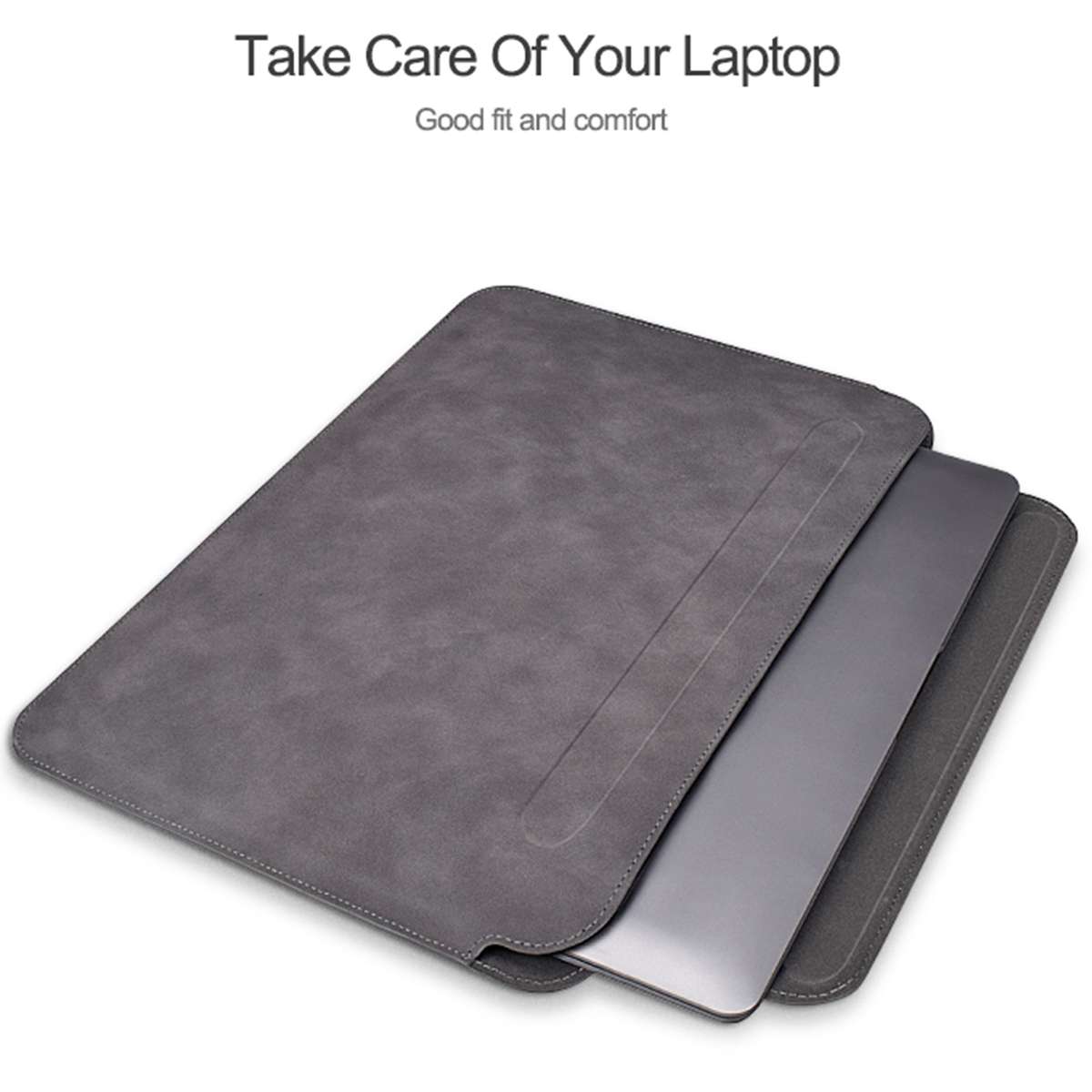 PU03 Lightweight Sheepskin Notebook Liner Bag, Size:14.1-15.4 inch(Deep Space Gray)