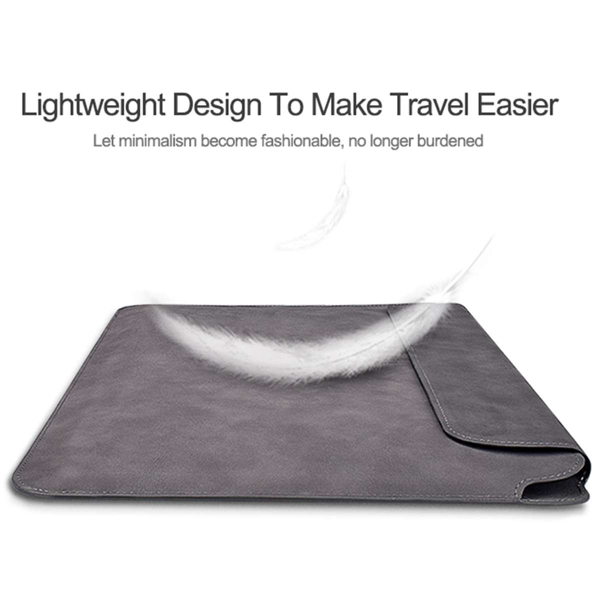 PU03 Lightweight Sheepskin Notebook Liner Bag, Size:14.1-15.4 inch(Deep Space Gray)