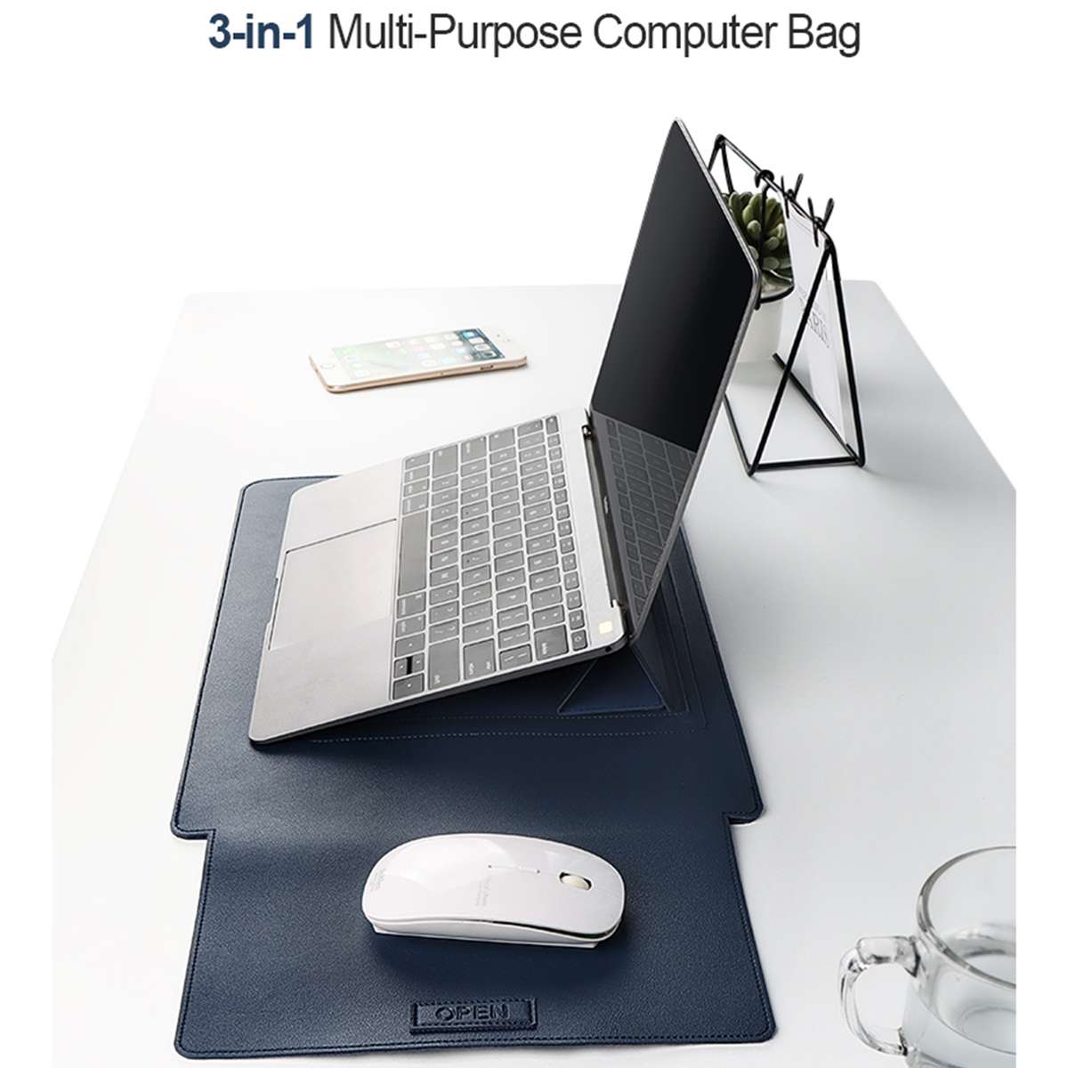 PU06 3 in 1 PU Multifunctional Laptop Bag, Size:13.3 inch(Black)