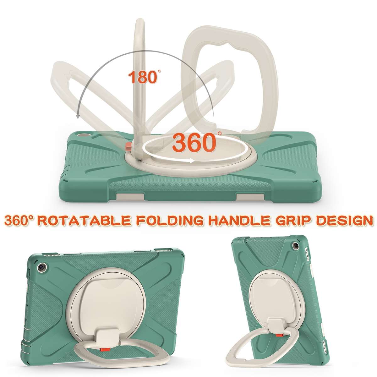 Silicone + PC Protective Case with Holder & Shoulder Strap For Amazon Kindle F ... (Emerald Green)