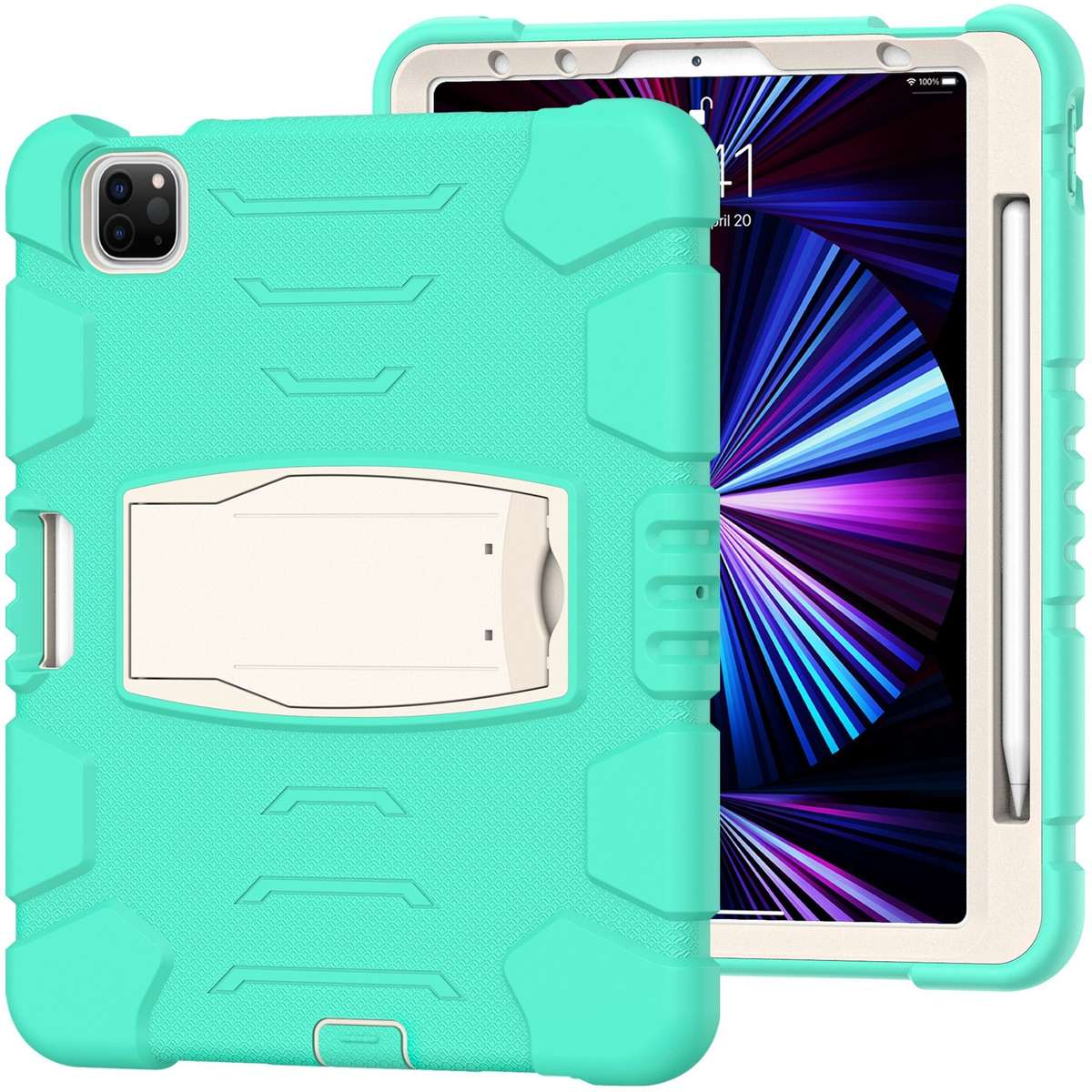 For iPad Pro 11 2022 / 2021 / 2020 / 2018 3-Layer Protection Screen Frame + PC + ... (Mint Green)