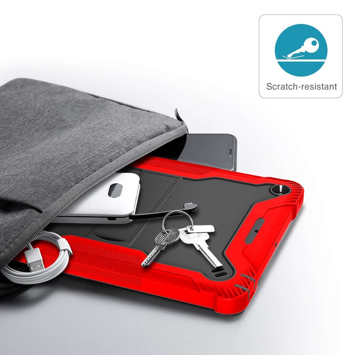 Silicone + PC Shockproof Protective Case with Holder For iPad 9.7 inch (2017/2018)(Red + Black)