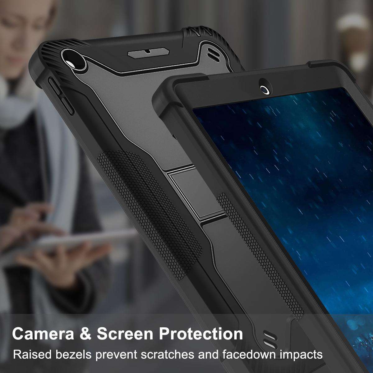 Silicone + PC Shockproof Protective Case with Holder For iPad 9.7 inch (2017/2018)(Black)
