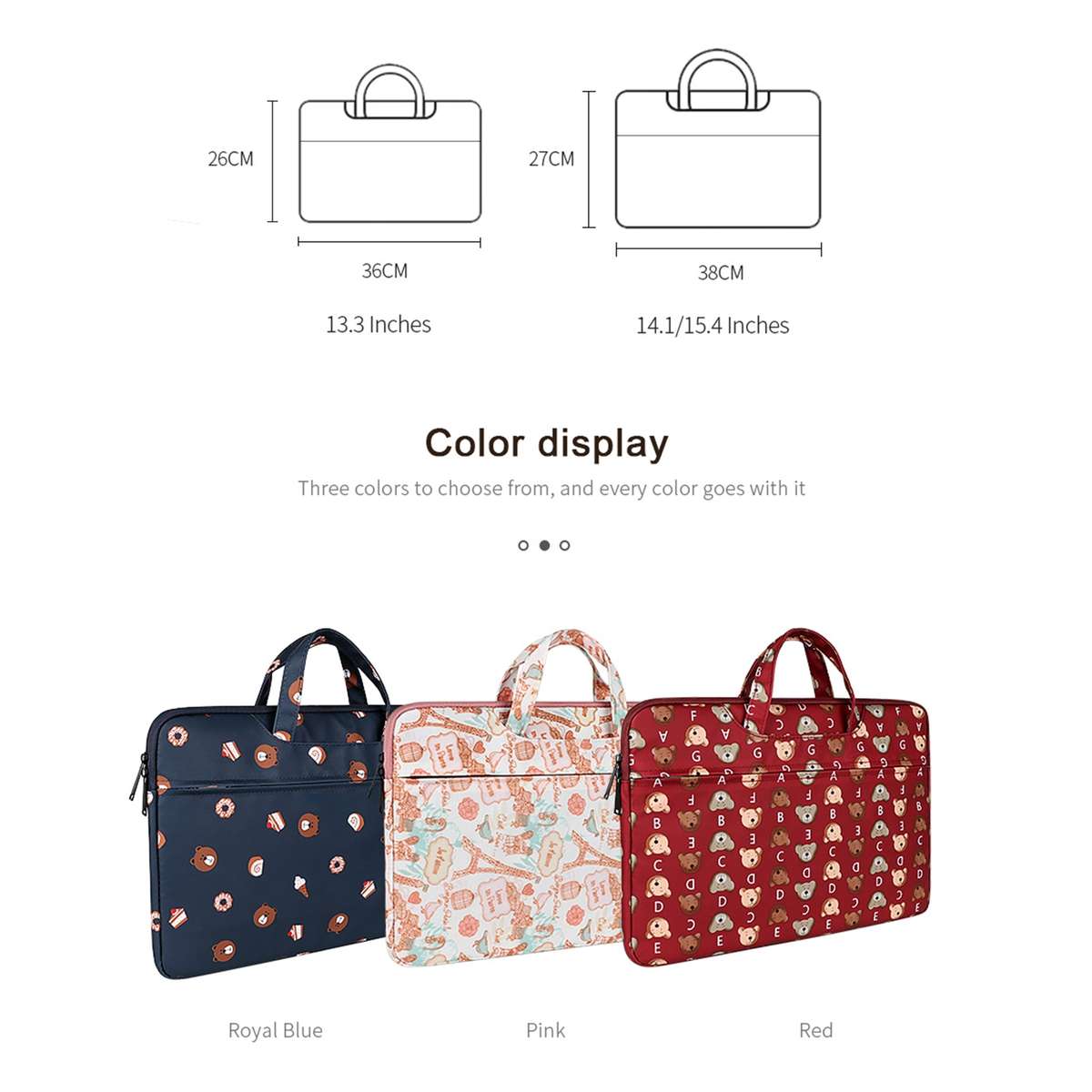ST01DZ Lightweight Canvas Printed Laptop Bag, Size:14.1-15.4 inch(Red)