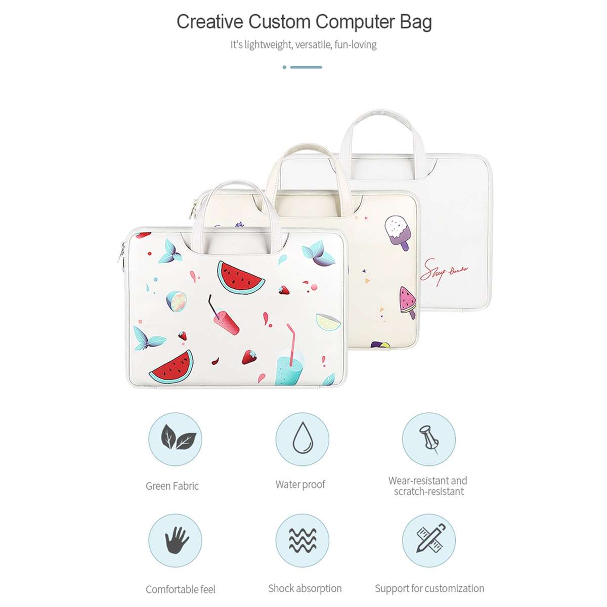 ST01KT Lightweight PU Printed Laptop Bag, Size:13.3 inch(Sheep Head)
