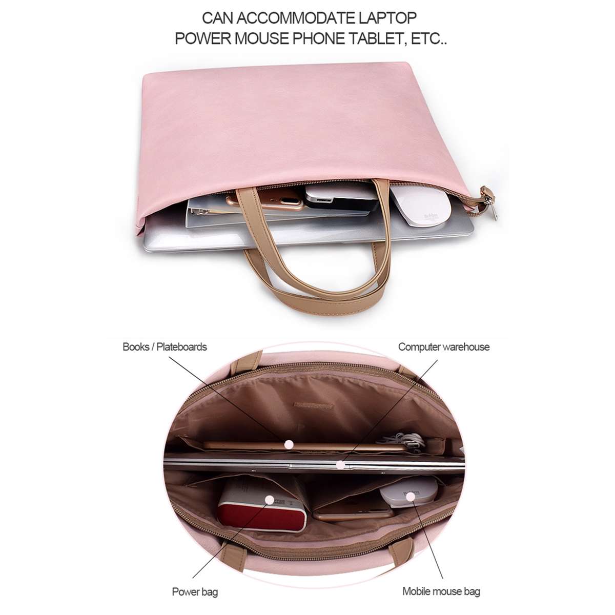 ST05SDZ Lightweight Notebook Laptop Bag with Detachable Shoulder Strap, Size:13 ... (Creamy White)