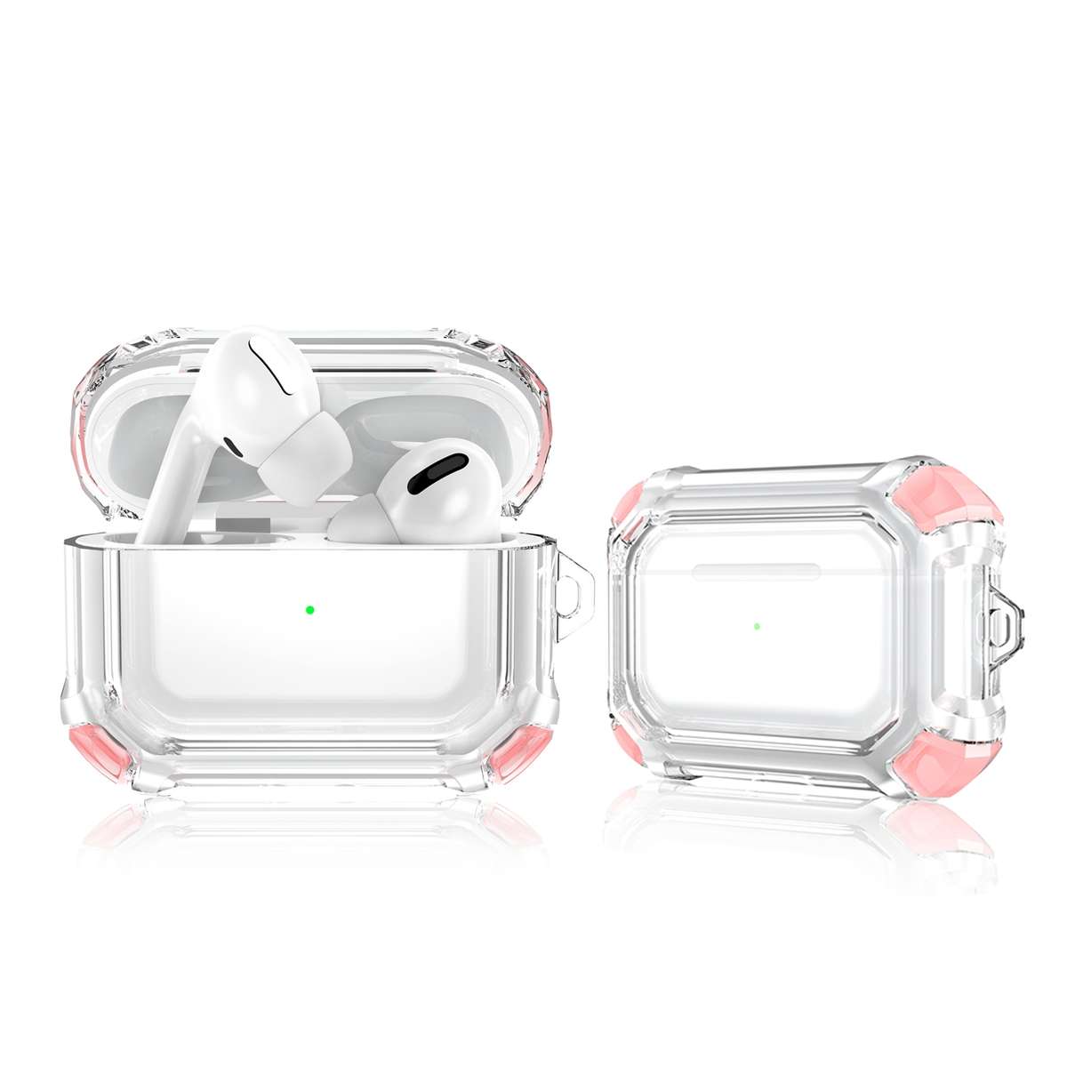 Four Corners Anti-fall Wireless Earphone Dual-color PC Protective Case with Hook For Ai ... (Pink)