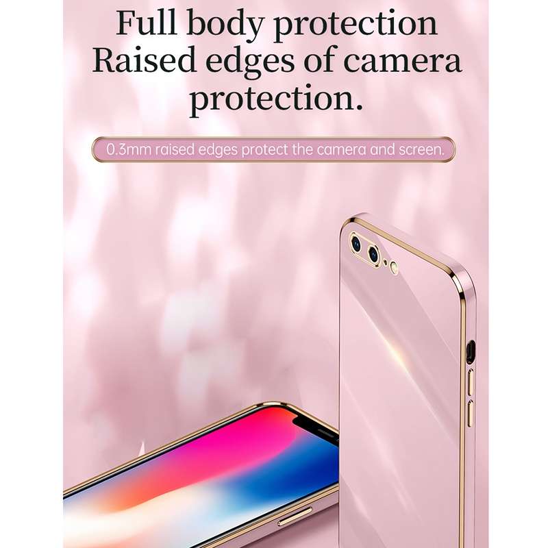 XINLI Straight Edge 6D Electroplate TPU Phone Case For iPhone 8 Plus / 7 Plus(White)