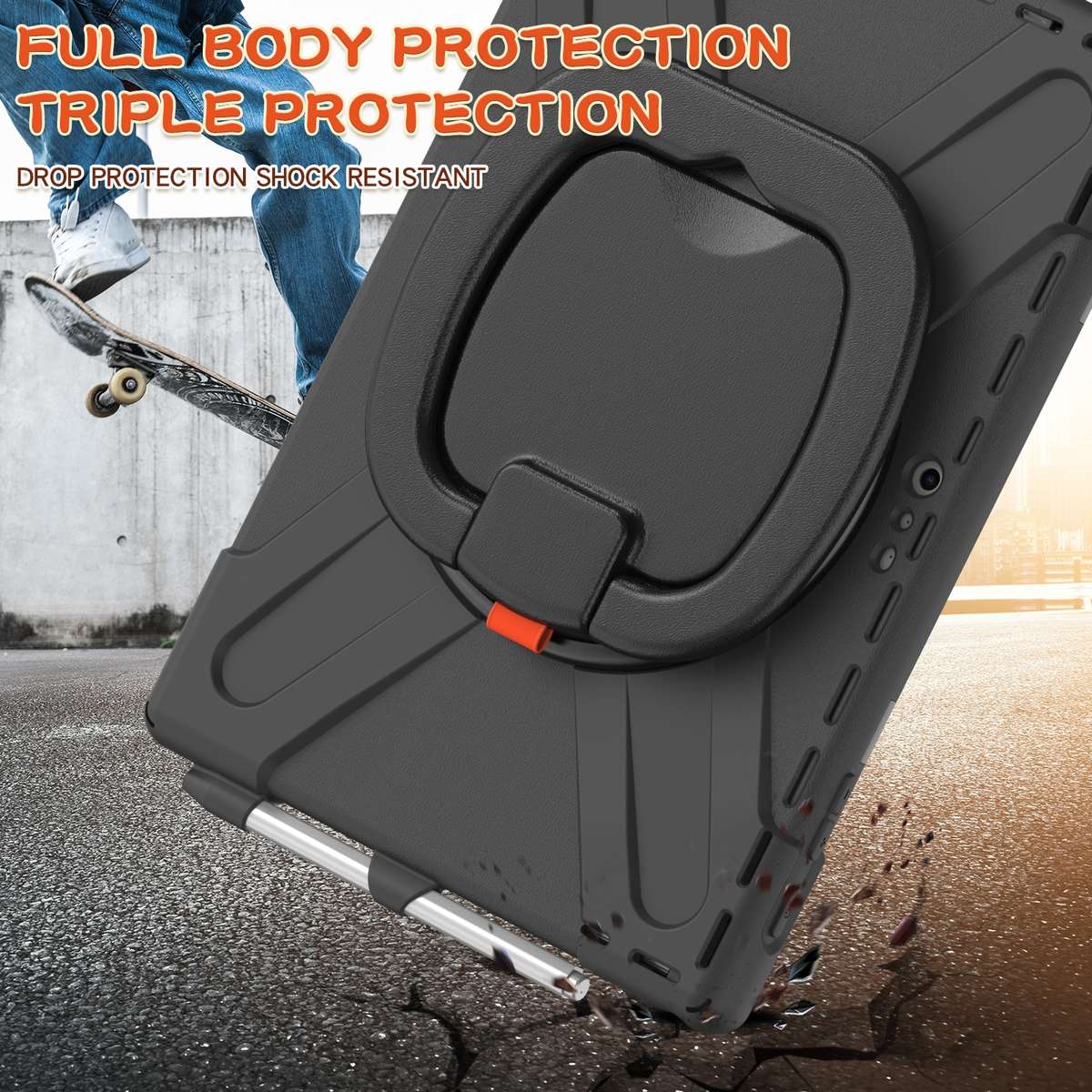 For Microsoft Surface Pro 7+/7/6/5/4 Silicone + PC Protective Case with Holder & Shoul ... (Black)