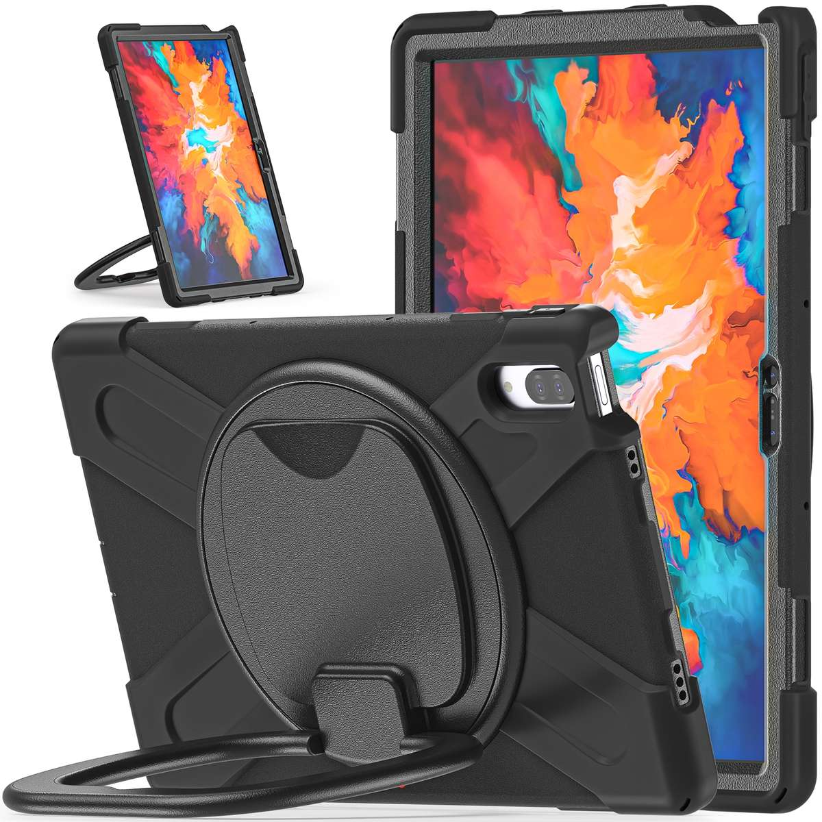For Lenovo Tab P11 Pro TB-J706F / Xiaoxin Pad Pro Silicone + PC Protective Case with H ... (Black)