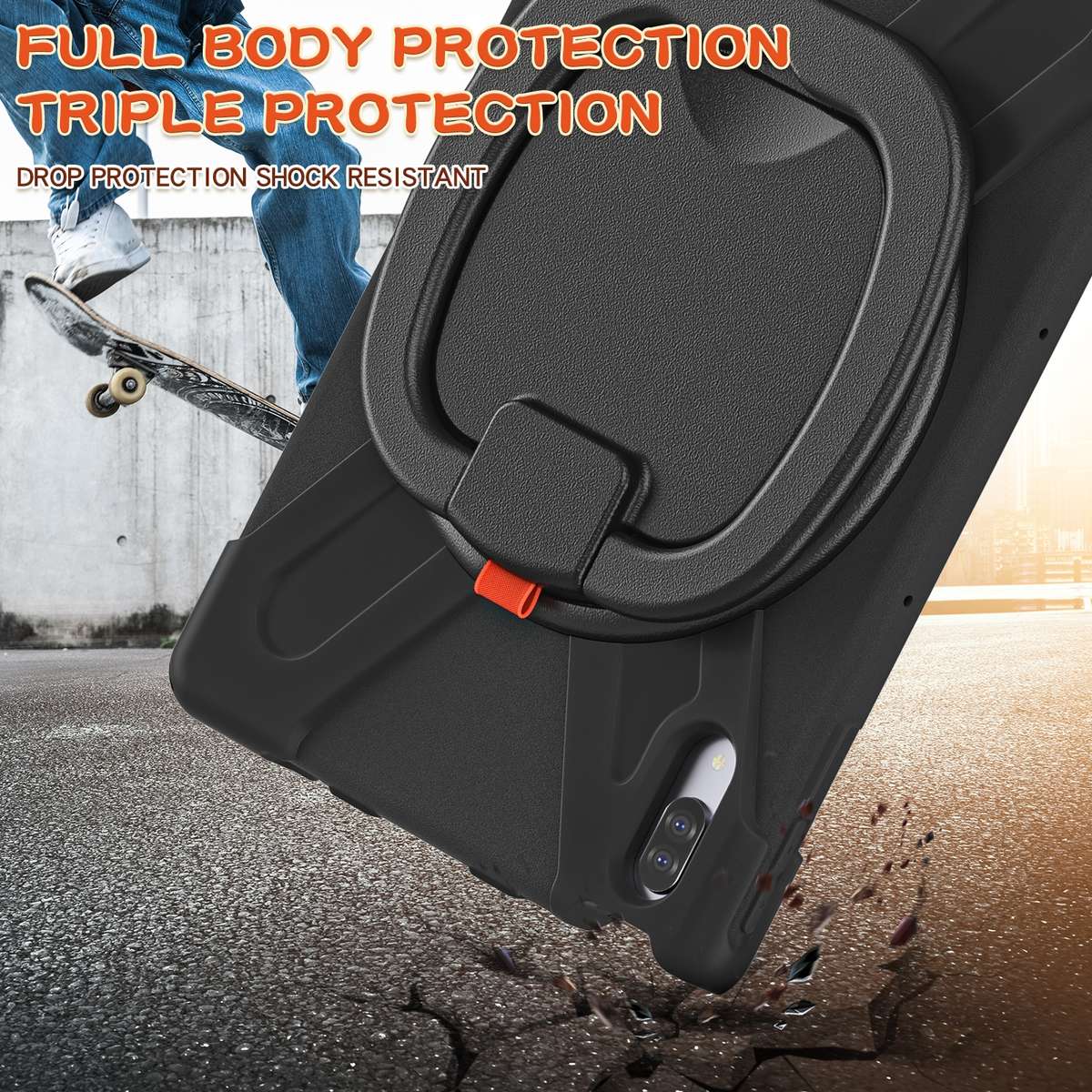 For Lenovo Tab P11 Pro TB-J706F / Xiaoxin Pad Pro Silicone + PC Protective Case with H ... (Black)