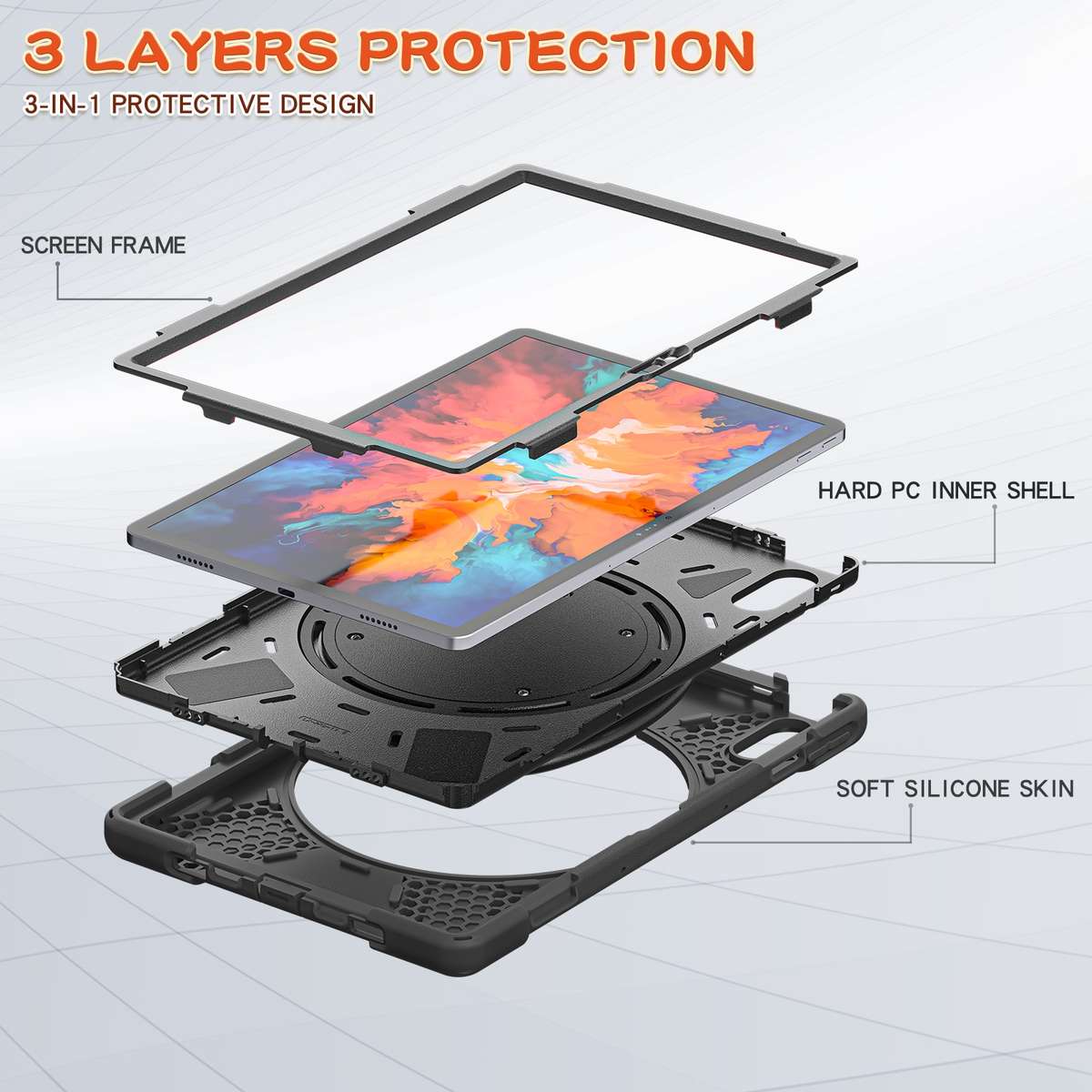 For Lenovo Tab P11 Pro TB-J706F / Xiaoxin Pad Pro Silicone + PC Protective Case with H ... (Black)