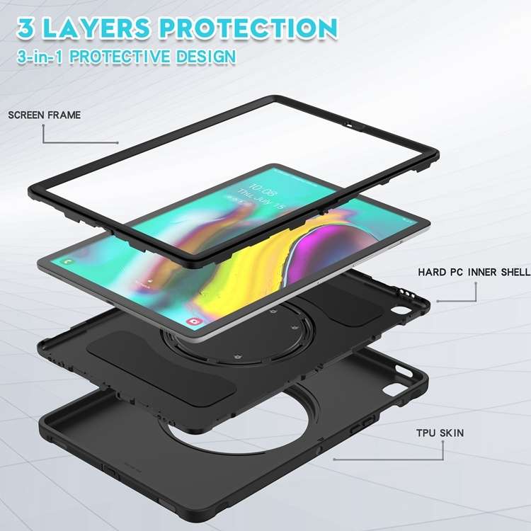 For Samsung Galaxy Tab S5e 10.5 inch T720 2019 Shockproof TPU + PC Protective Case wit ... (Black)