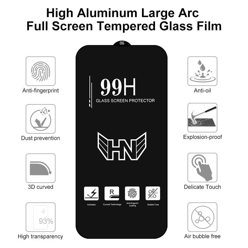 For iPhone 13 Pro Max High Aluminum Large Arc Full Screen Tempered Glass Film