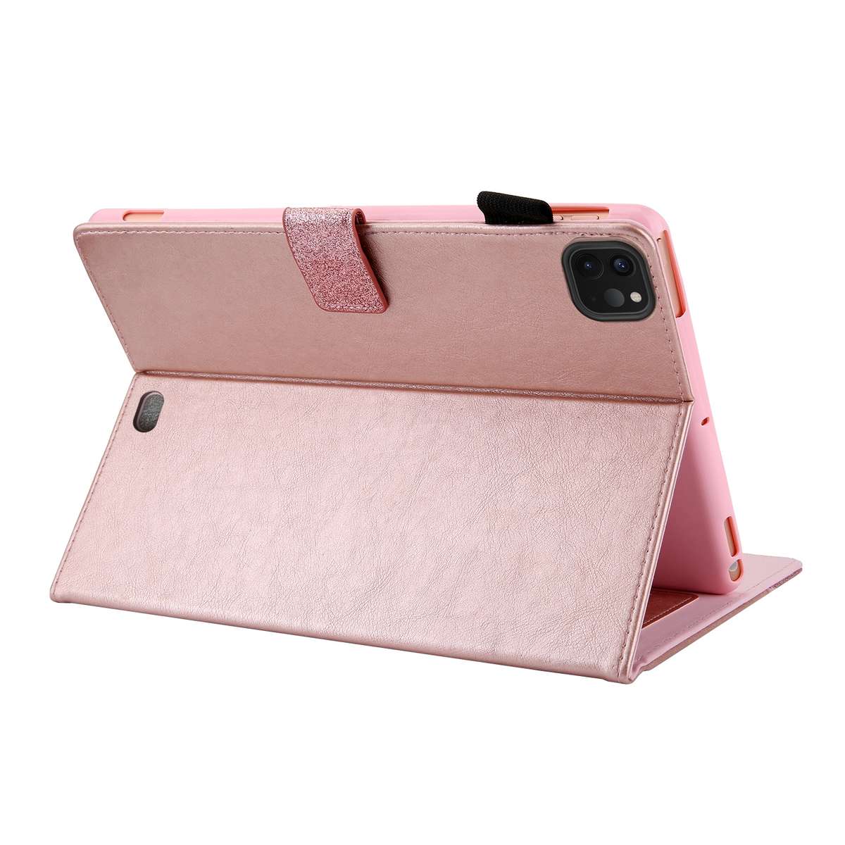 Glitter Powder Stitching Hot-pressed Changing PU Leather Tablet Case with Holder & Card ... (Pink)