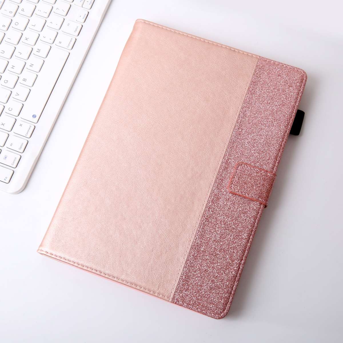 Glitter Powder Stitching Hot-pressed Changing PU Leather Tablet Case with Holder & Card ... (Pink)